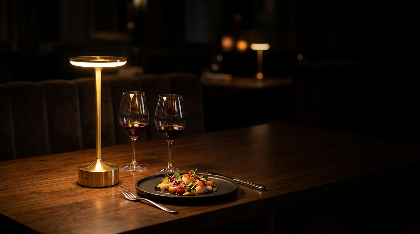 Lampe VÄLYS Halo sur une terrasse en soirée